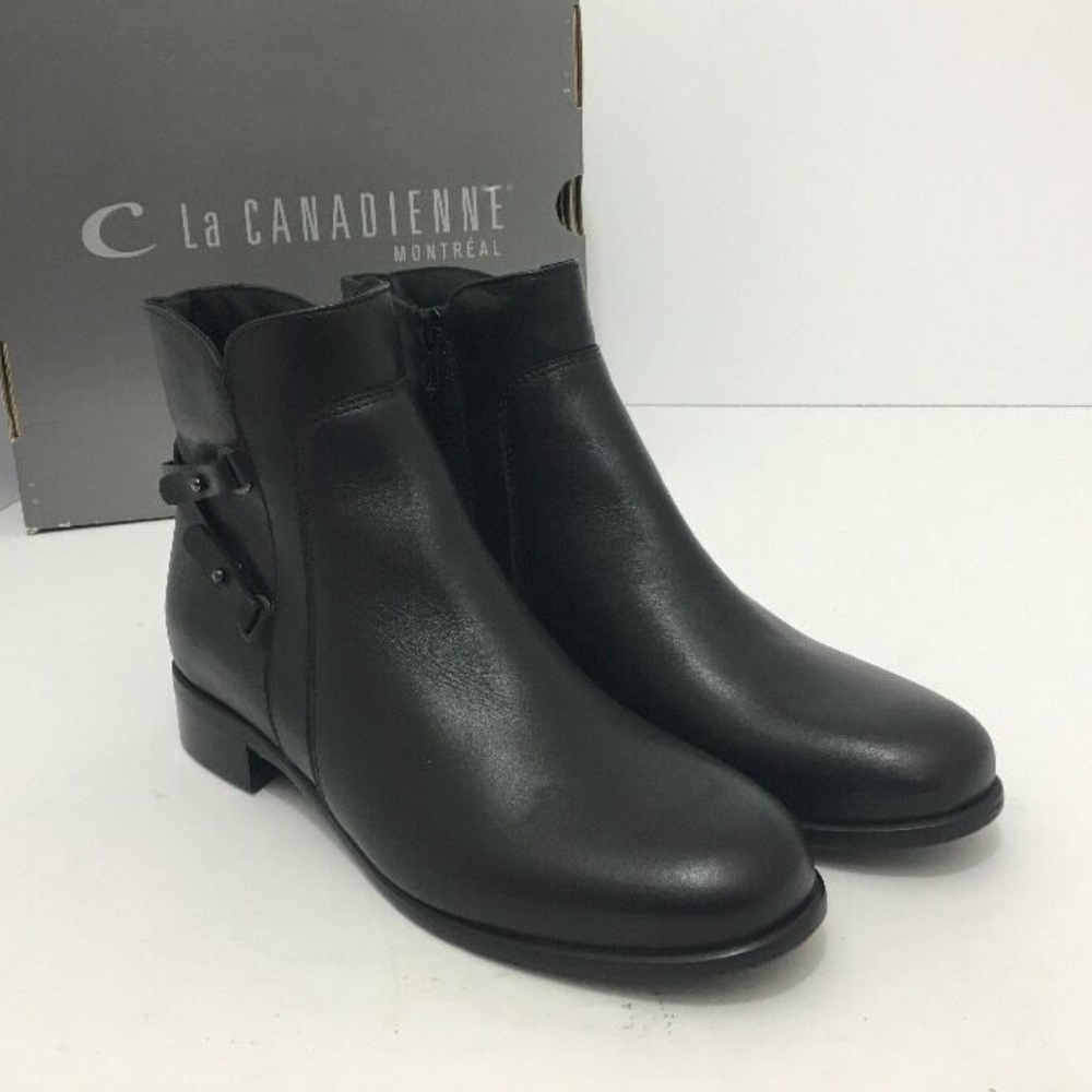 La Canadienne Waterproof Black Leather Ankle Boots - Picture 8 of 8